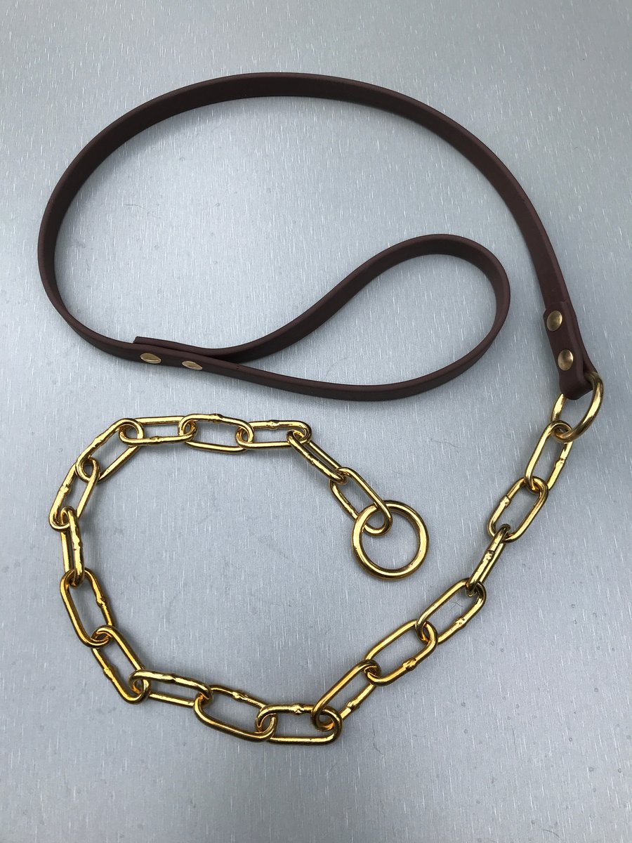 "Old School" Choke Chain Training Lead Darkbrown Specialist Gundog