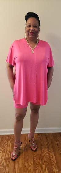 Image 1 of So Confident 2pc biker short set Pink
