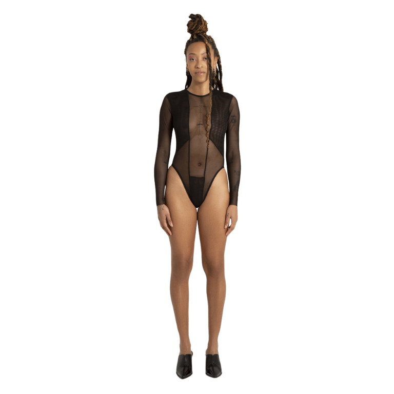 THE BRANDON LYCRA BODYSUIT IN HEAVY METAL GREY FROM MODE BY BOUGIE STUDIOS  — BOUGIE STUDIOS