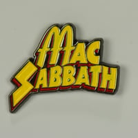 Image 1 of Mac Sabbath enamel pin GLOWS IN THE DARK logo 