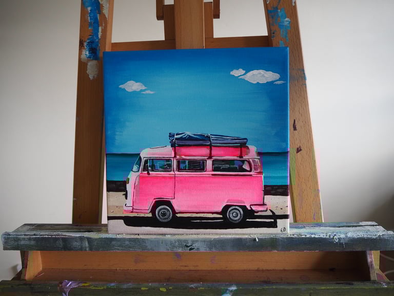 "Malibu Rose" - 10Inchx10Inch - Acrylic Painting