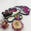 Mushroom trio with flower 