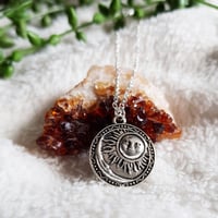 Image 2 of Silver Vintage Round Moon Sun Necklace