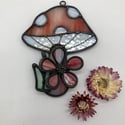 Mushroom suncatcher with 3D flower 