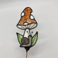 Image 2 of Orange Mushroom Plant Buddy with Snail 