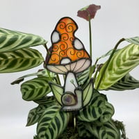 Image 1 of Orange Mushroom Plant Buddy with Snail