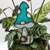 Teal Blue Mushroom Plant Buddy and snail