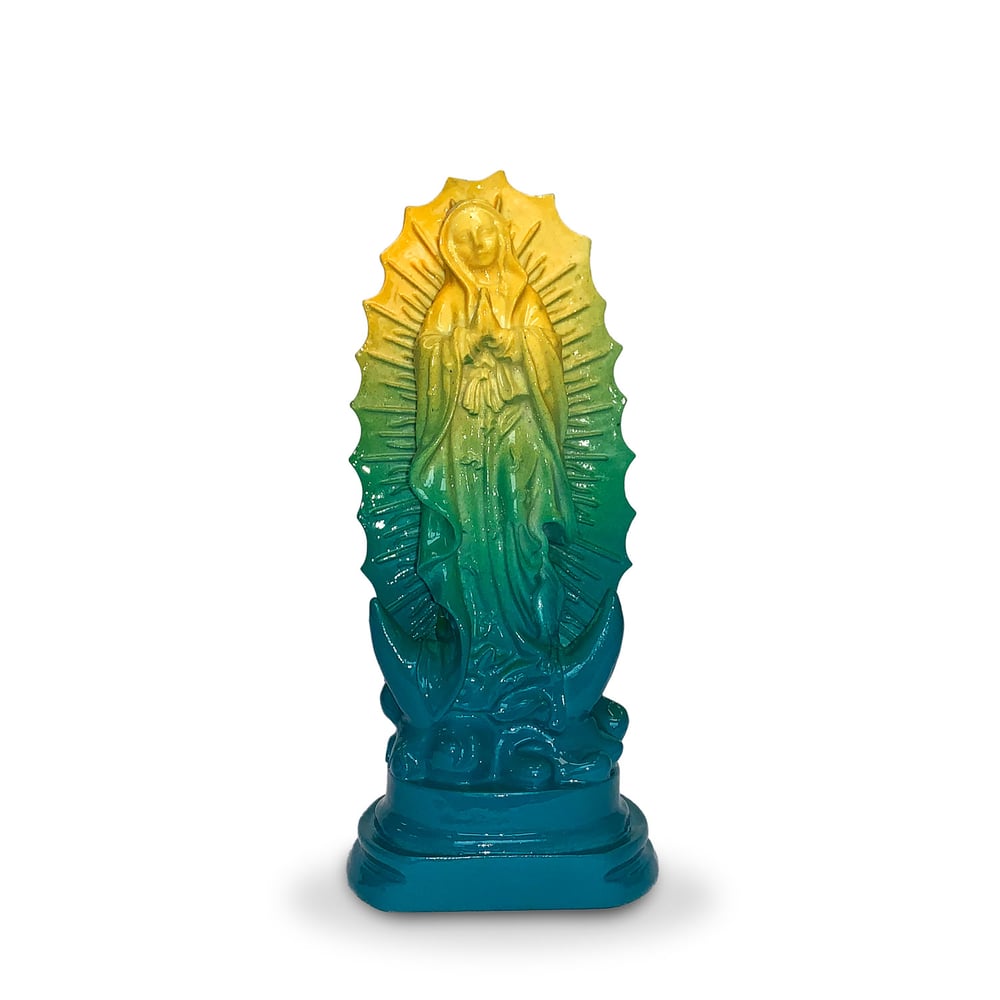 Image of Virgen de Guadalupe dorado y turquesa