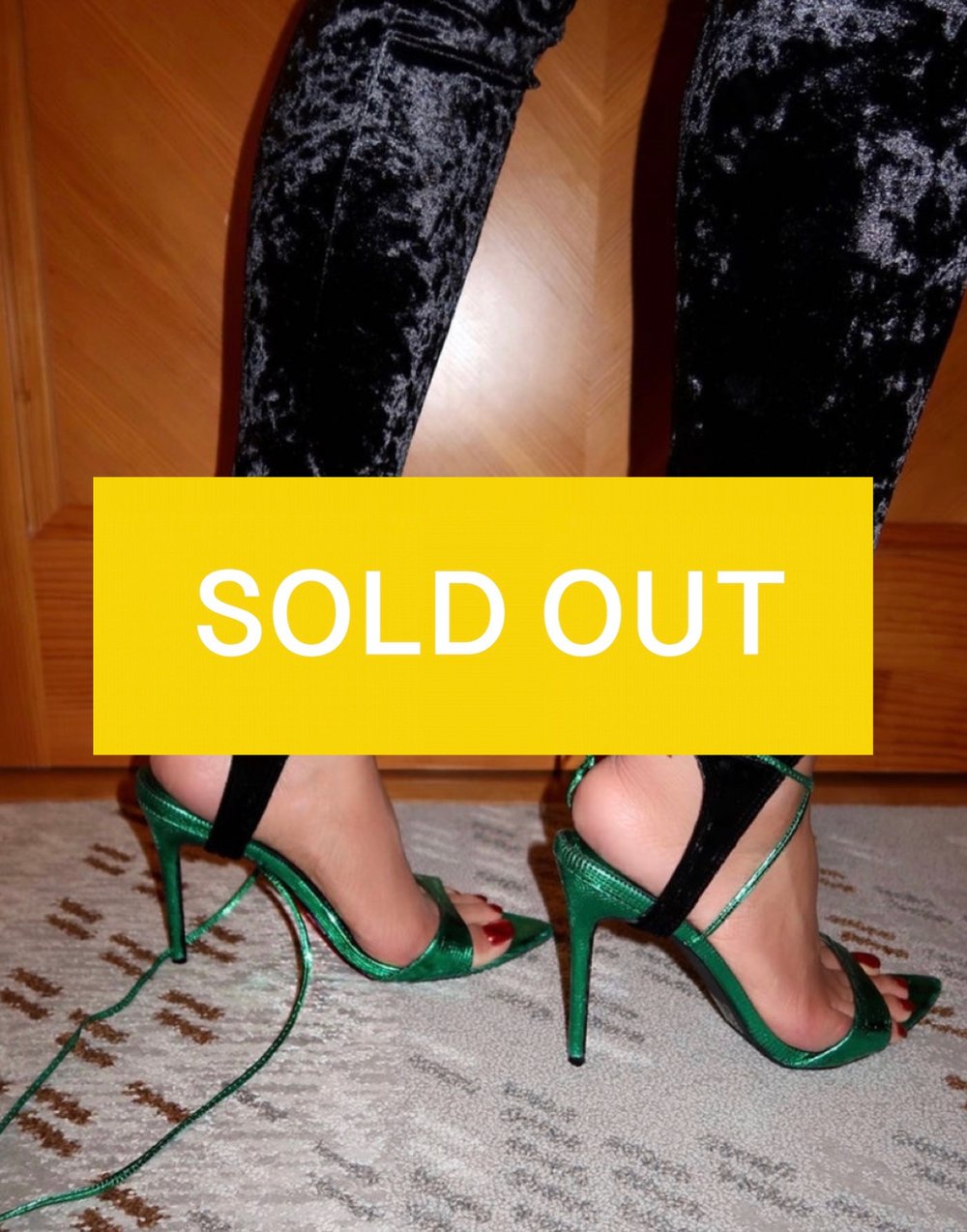 Image of METALLIC GREEN POINTED TOE HEELS WITH STRAPS (US 10)