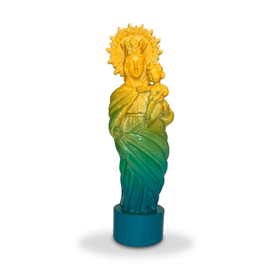Image of Virgen del Pilar dorado y turquesa