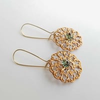 Image 3 of Fiery Lace Copper Filigree Earrings - Erinite Green