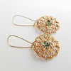 Fiery Lace Copper Filigree Earrings - Erinite Green