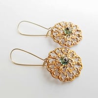 Image 1 of Fiery Lace Copper Filigree Earrings - Erinite Green