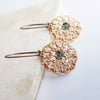 Fiery Lace Copper Filigree Earrings - Erinite Green