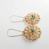 Image 4 of Fiery Lace Copper Filigree Earrings - Erinite Green