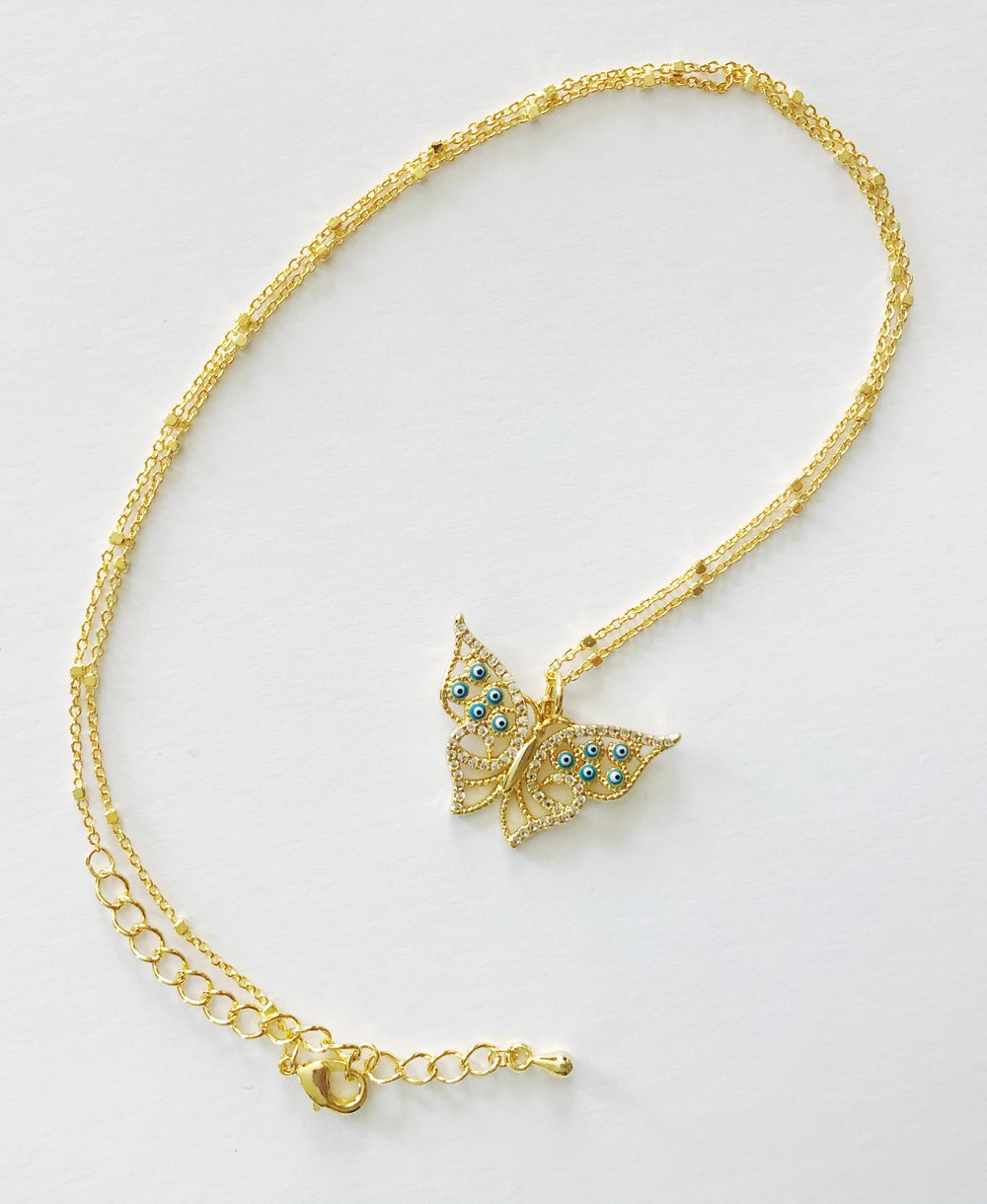 Image of “Butterfleye” evil eye necklace
