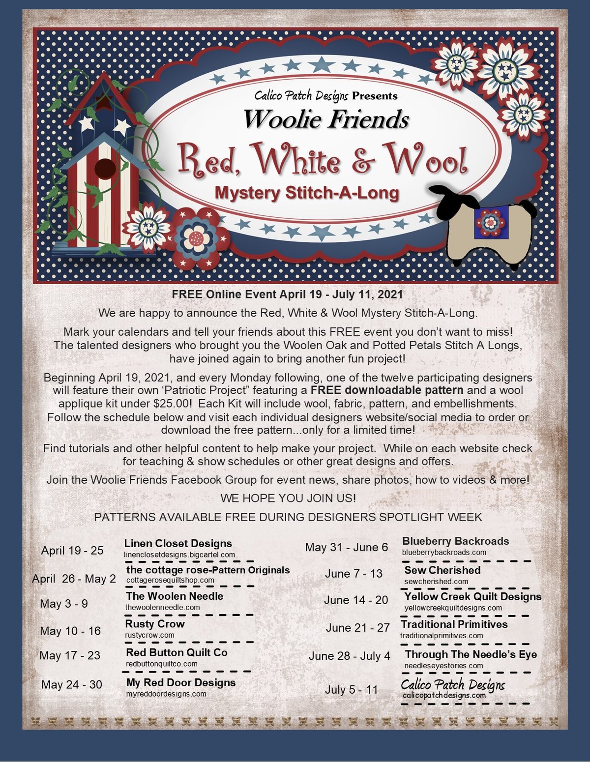 Red White and Wool Sew Along- Uncle Sam 