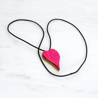 Image 1 of Pink and Red Heart Reversible Wooden Necklace, Wood Charm Pendant, Minimalist Jewelry, Unique Gift