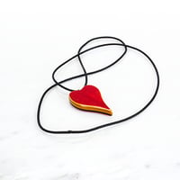Image 2 of Pink and Red Heart Reversible Wooden Necklace, Wood Charm Pendant, Minimalist Jewelry, Unique Gift
