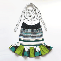 Image 1 of bows vintage fabric 8/10 halter dress sundress green black and white courtneycourtney
