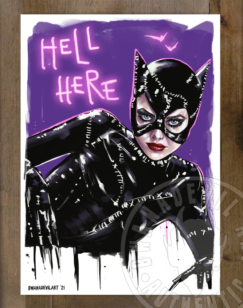 Image of Catwoman (Hell Here) mini print  5x7 in.