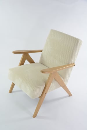 Image of Fauteuils KOMPAS velours côtelé crème