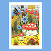 Mushroom World - A3 risograph print