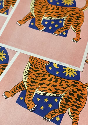 Image of Tiger magic door - A3 riso print