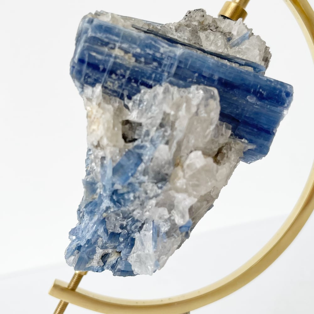 Image of Blue Kyanite no.20 + Brass Arc Stand