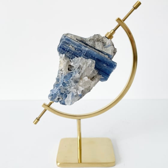 Image of Blue Kyanite no.20 + Brass Arc Stand
