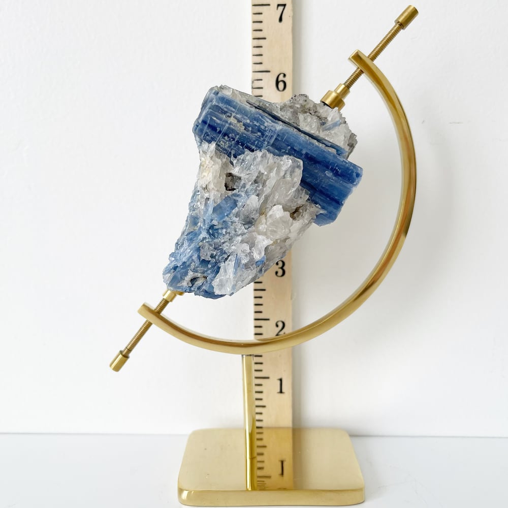 Image of Blue Kyanite no.20 + Brass Arc Stand