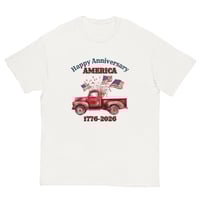 Image 3 of Unisex classic tee, Happy 250th Anniversary America 1776–2026  Patriotic Vintage Truck Tee Shirt