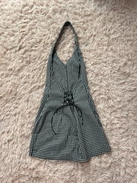 Image 2 of Black and White Gingham Haltered Dress.