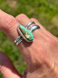 Image 5 of Royston Turquoise Stamped Band Ring (Size 7.75-8) 