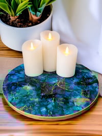 Image 2 of 14" Lazy Susan Turntable Epoxy Resin Art 'The Seven of Cups'