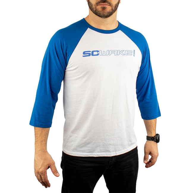SC Wake Three-Quarter Sleeve Baseball T-Shirt - White/Royal