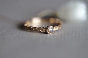 Image of *SALE - WAS £1550* 18ct rose gold, 3.0mm rose-cut diamond laurel leaf ring (IOW180)