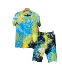 Women's 2 Piece Shorts Set Casual Tropical Tie Dye Print T-Shirt Shorts Set