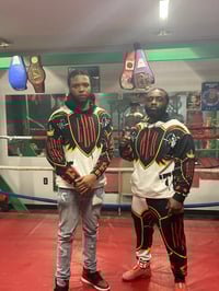 Image 1 of BossFitted White Black & Red All Over Print Unisex Hoodie