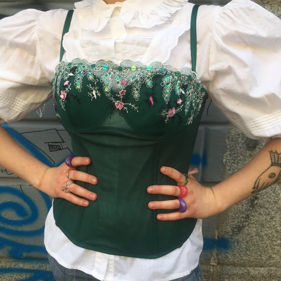 Image of GREEN FLORAL CORSET 