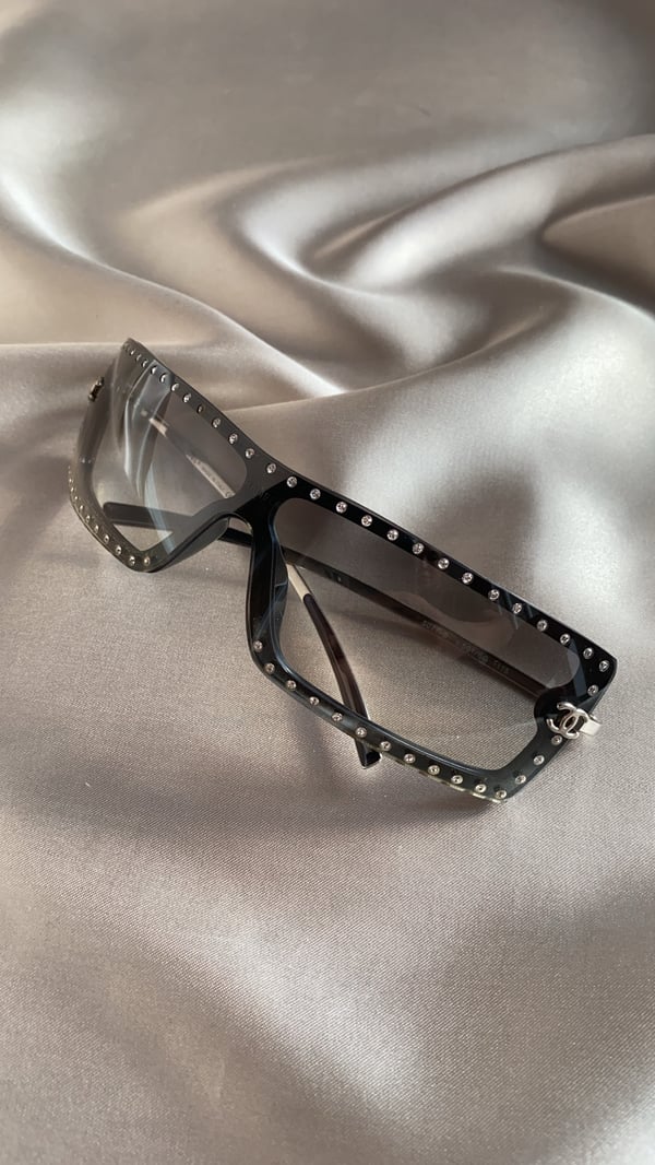 Image of Chanel Black Diamanté Sunglasses 