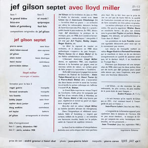 Jef Gilson Septet Avec Lloyd Miller ‎- Jef Gilson Septet Avec Lloyd Miller (Spirit Jazz - 1961)
