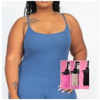 Image 1 of PLUS SIZE SPAGHETTI STRAP RIBBED ROMPER