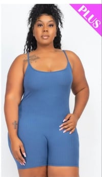 Image 3 of PLUS SIZE SPAGHETTI STRAP RIBBED ROMPER