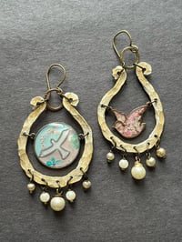 Image 1 of Asymmetrical bird earrings