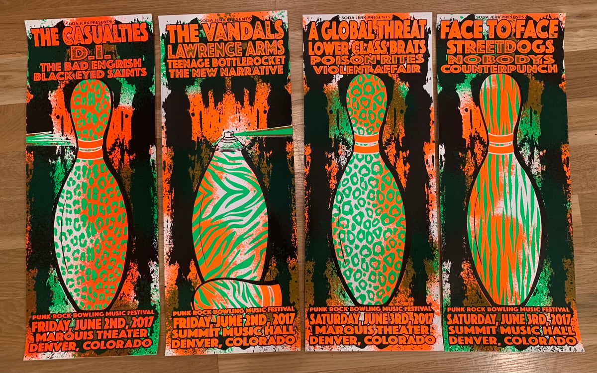 Punk Rock Bowling 4 Poster Series Silkscreen Concert Posters By