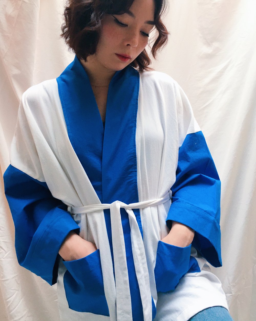 Image of Hand Painted Kimono — Blue Dragon Vase