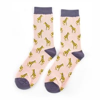 Ladies Dusky Pink Little Giraffe Print Bamboo Socks by Miss Sparrow 