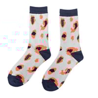 Ladies Powder Blue Leopard Print Bamboo Socks by Miss Sparrow 