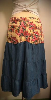 Image 3 of Floral hippie boho jean skirt